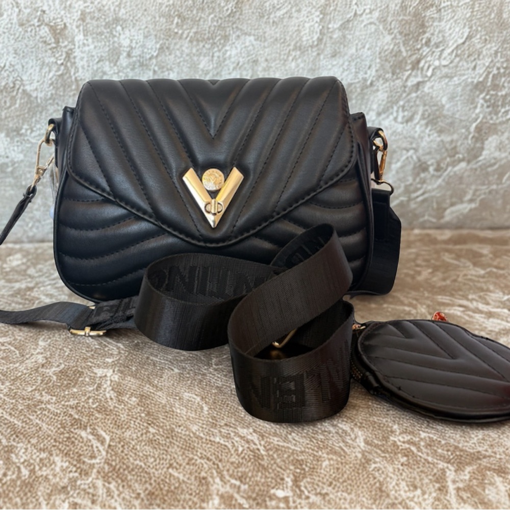 Valentino Orlandi Black Quilted Crossbody Bag